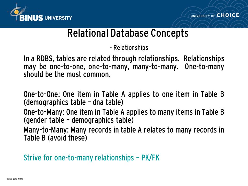 Relational Database Concepts - Relationships