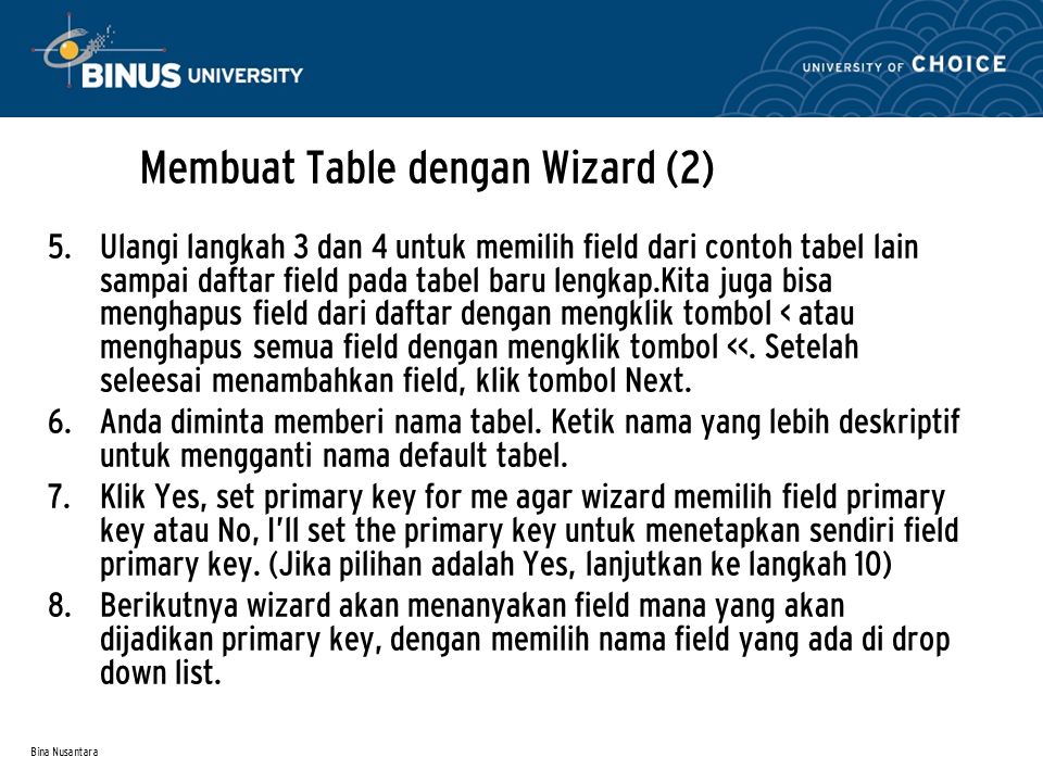 Membuat Table dengan Wizard (2)