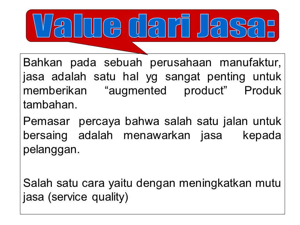 Value dari Jasa:
