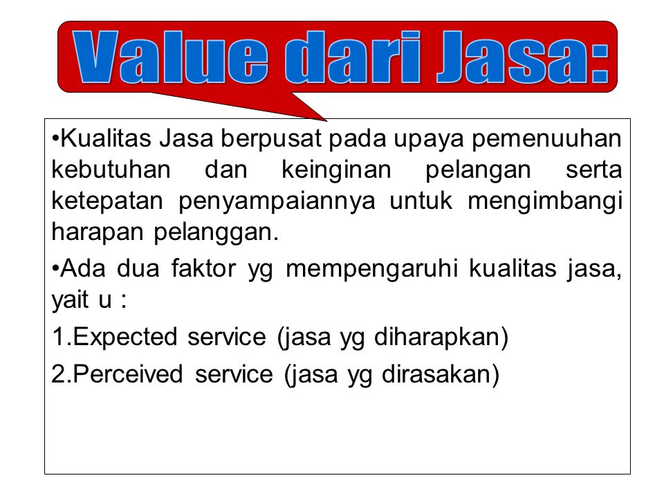 Value dari Jasa: