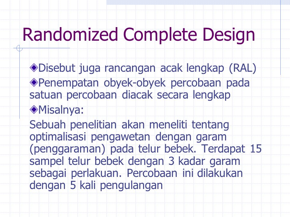 Randomized Complete Design