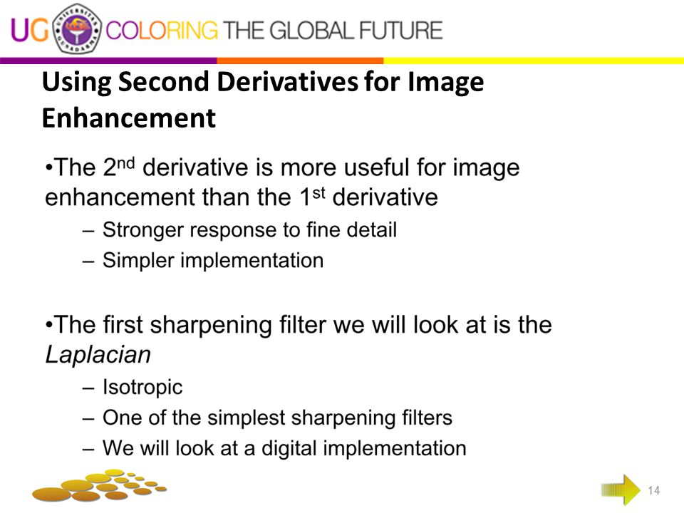 Using Second Derivatives for Image Enhancement