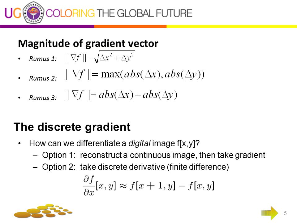 Magnitude of gradient vector