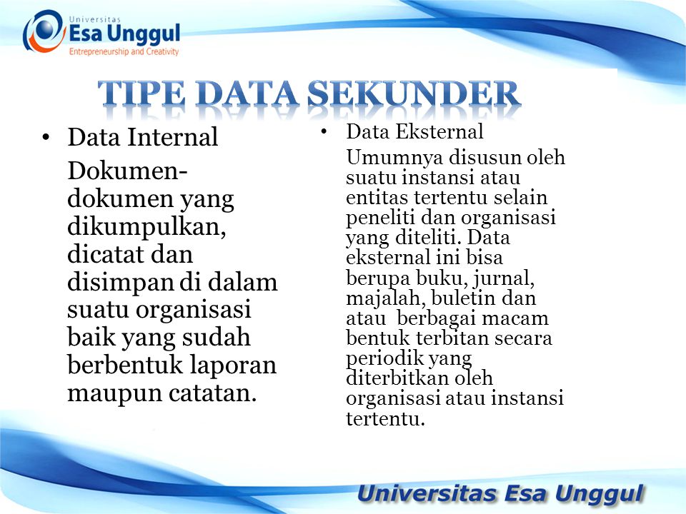 Tipe Data sekunder Data Internal