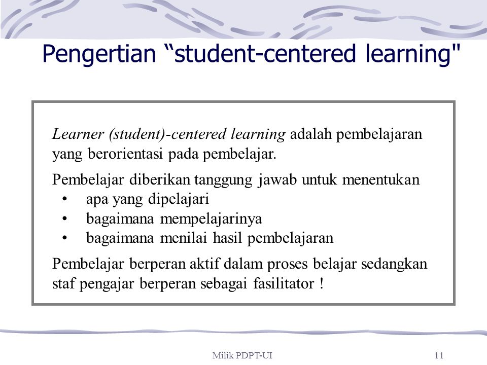 Pengertian student-centered learning