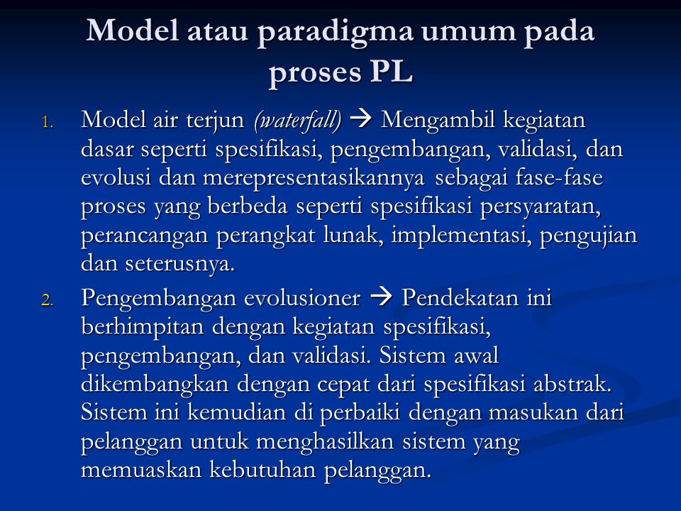 Model atau paradigma umum pada proses PL