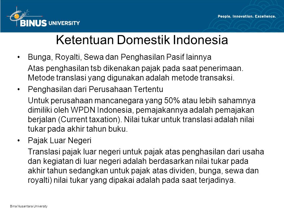 Ketentuan Domestik Indonesia