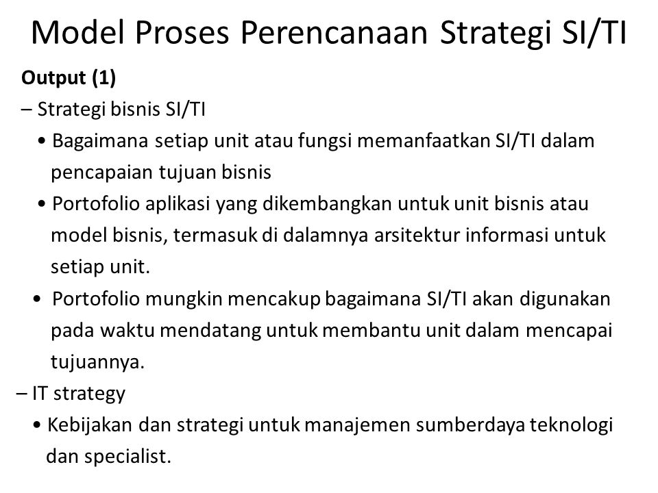 Model Proses Perencanaan Strategi SI/TI