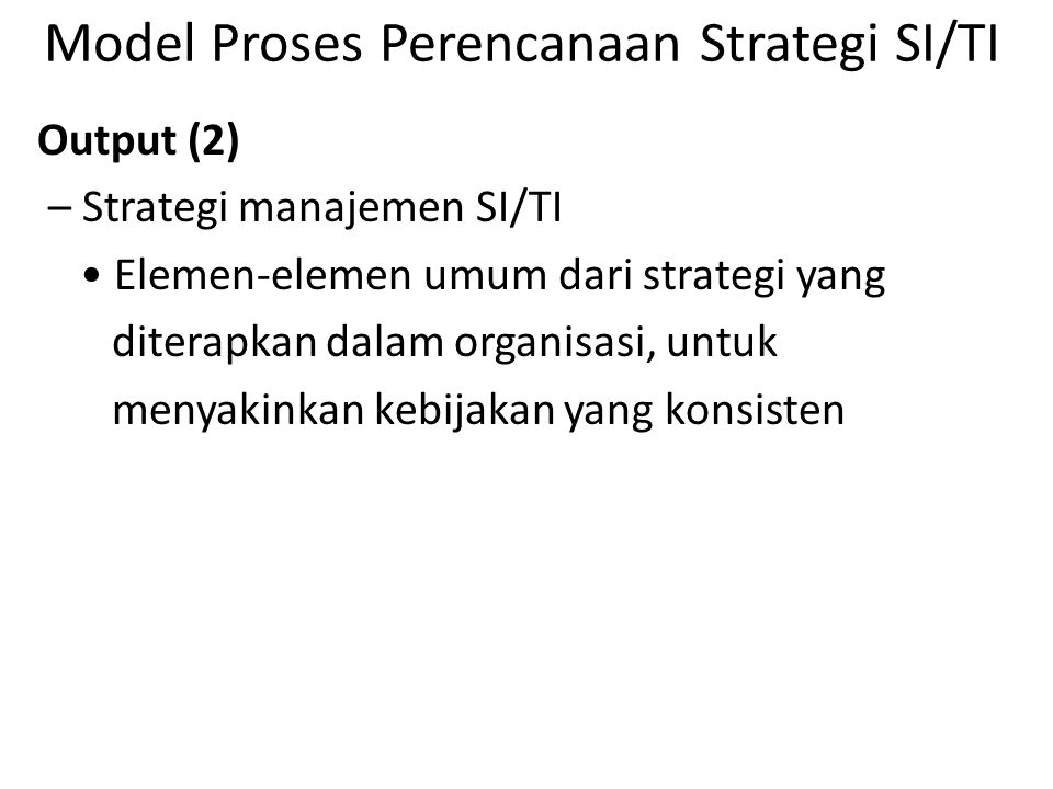 Model Proses Perencanaan Strategi SI/TI