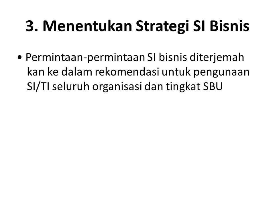 3. Menentukan Strategi SI Bisnis