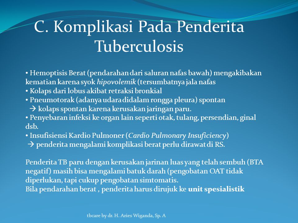 C. Komplikasi Pada Penderita Tuberculosis
