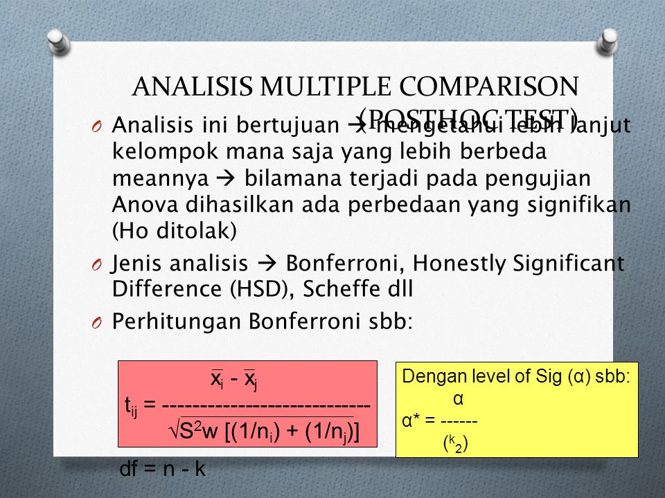 ANALISIS MULTIPLE COMPARISON (POSTHOC TEST)