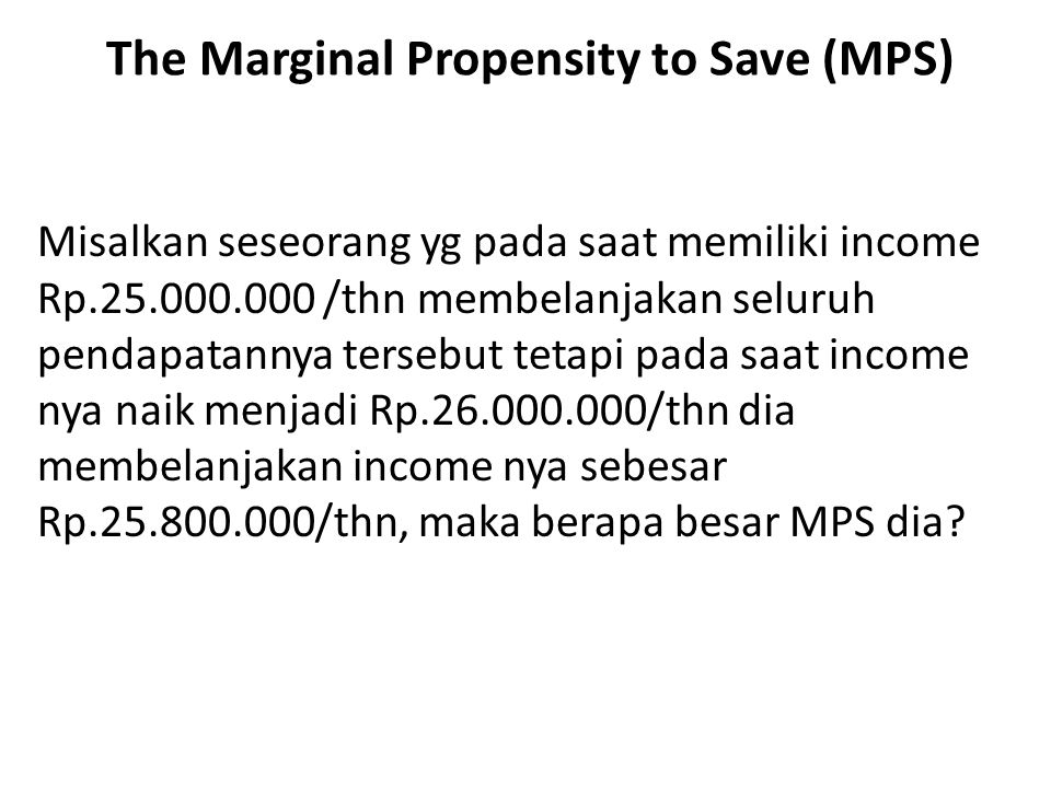 The Marginal Propensity to Save (MPS)
