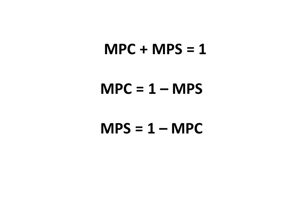MPC + MPS = 1 MPC = 1 – MPS MPS = 1 – MPC