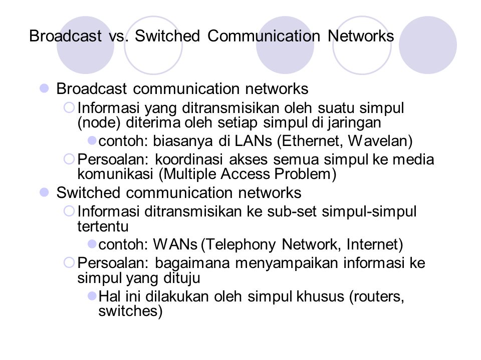 Broadcast vs. Switched Communication Networks
