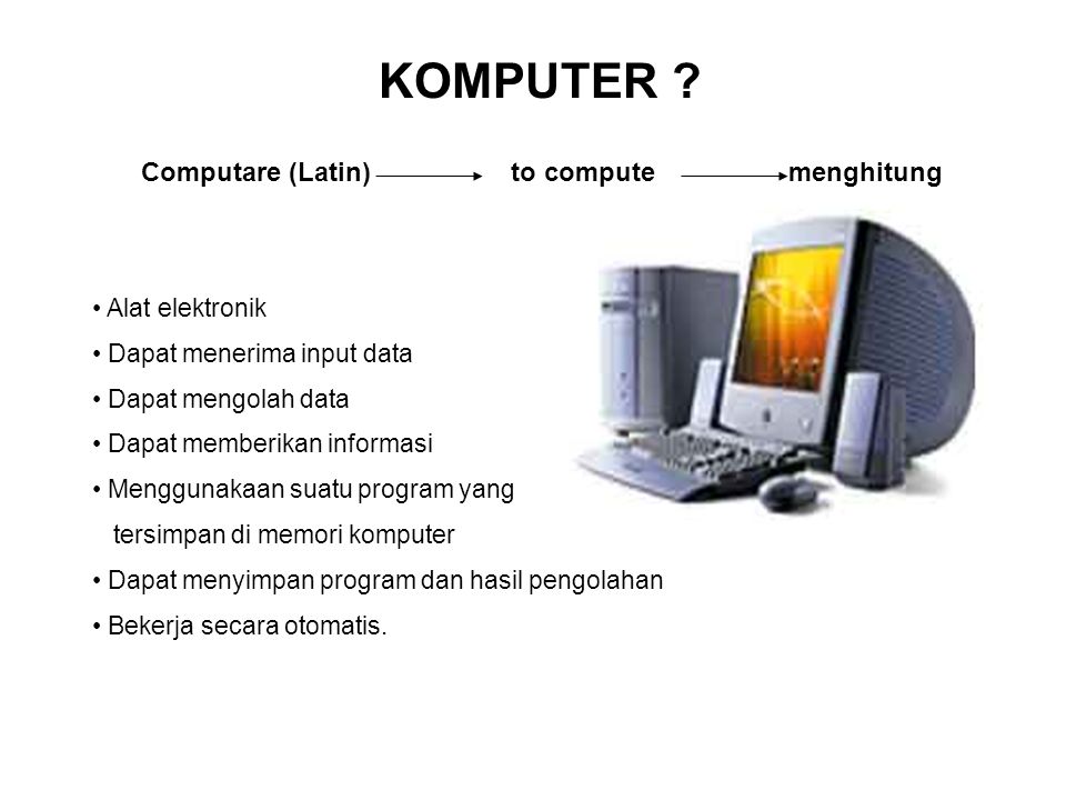 Computare (Latin) to compute menghitung