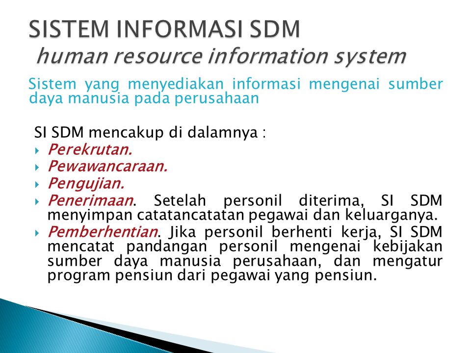 Sistem informasi SDM human resource informa­tion system