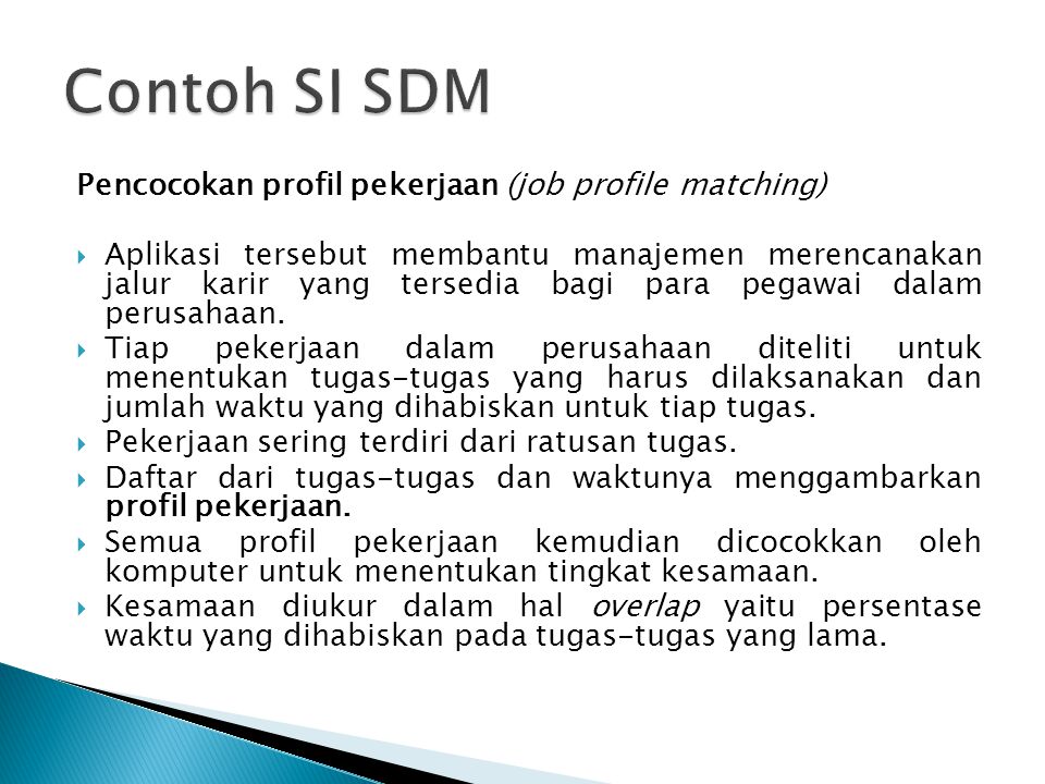 Contoh SI SDM Pencocokan profil pekerjaan (job profile matching)