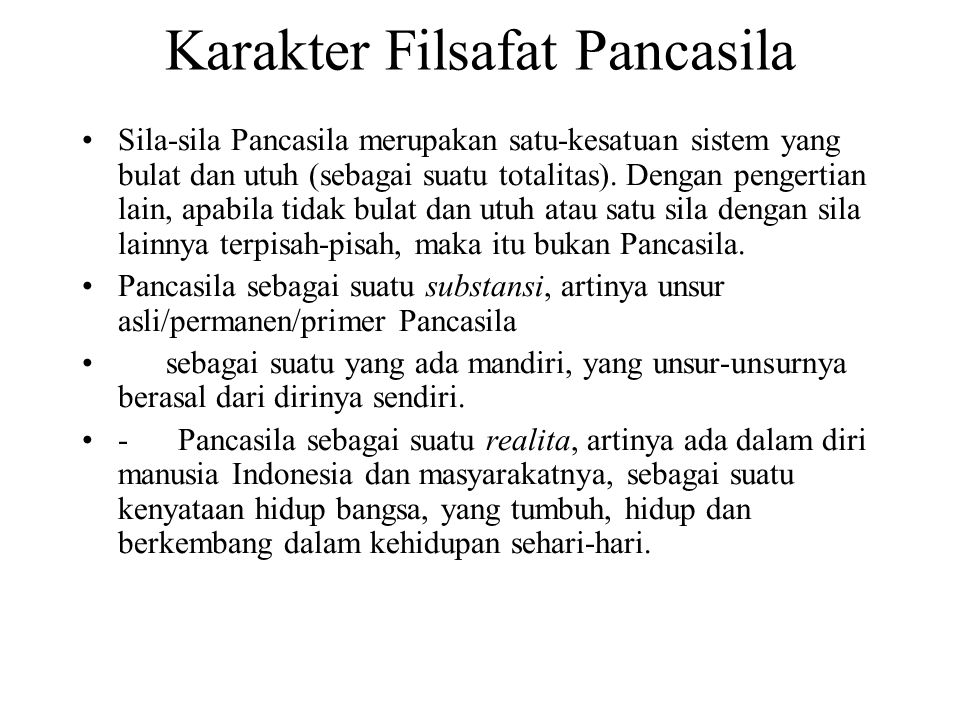 Karakter Filsafat Pancasila
