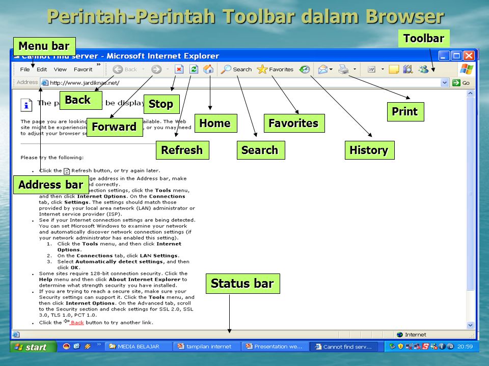 Perintah-Perintah Toolbar dalam Browser