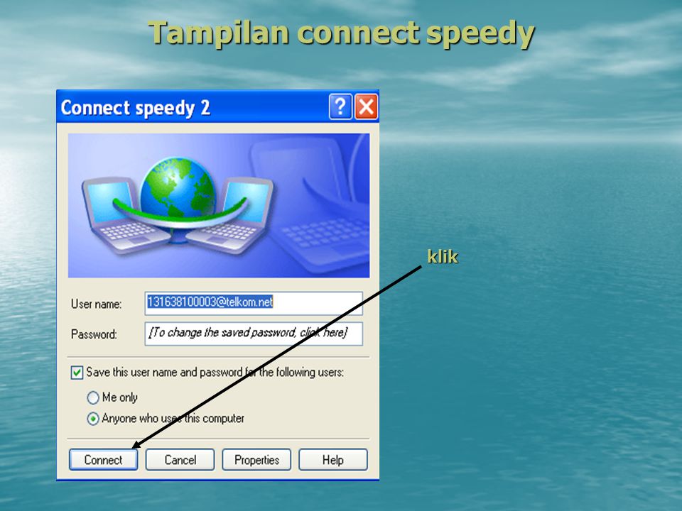 Tampilan connect speedy