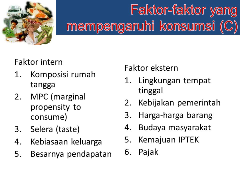 Faktor-faktor yang mempengaruhi konsumsi (C)