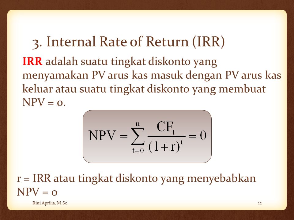 3. Internal Rate of Return (IRR)