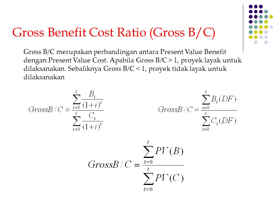 Gross Benefit Cost Ratio (Gross B/C)
