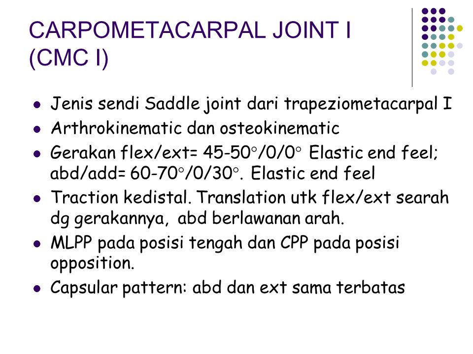 CARPOMETACARPAL JOINT I (CMC I)