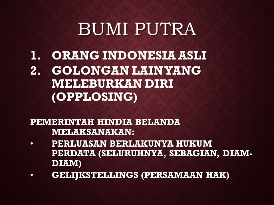 BUMI PUTRA ORANG INDONESIA ASLI