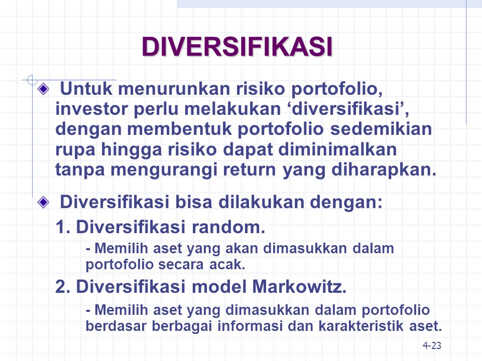 DIVERSIFIKASI 1. Diversifikasi random.