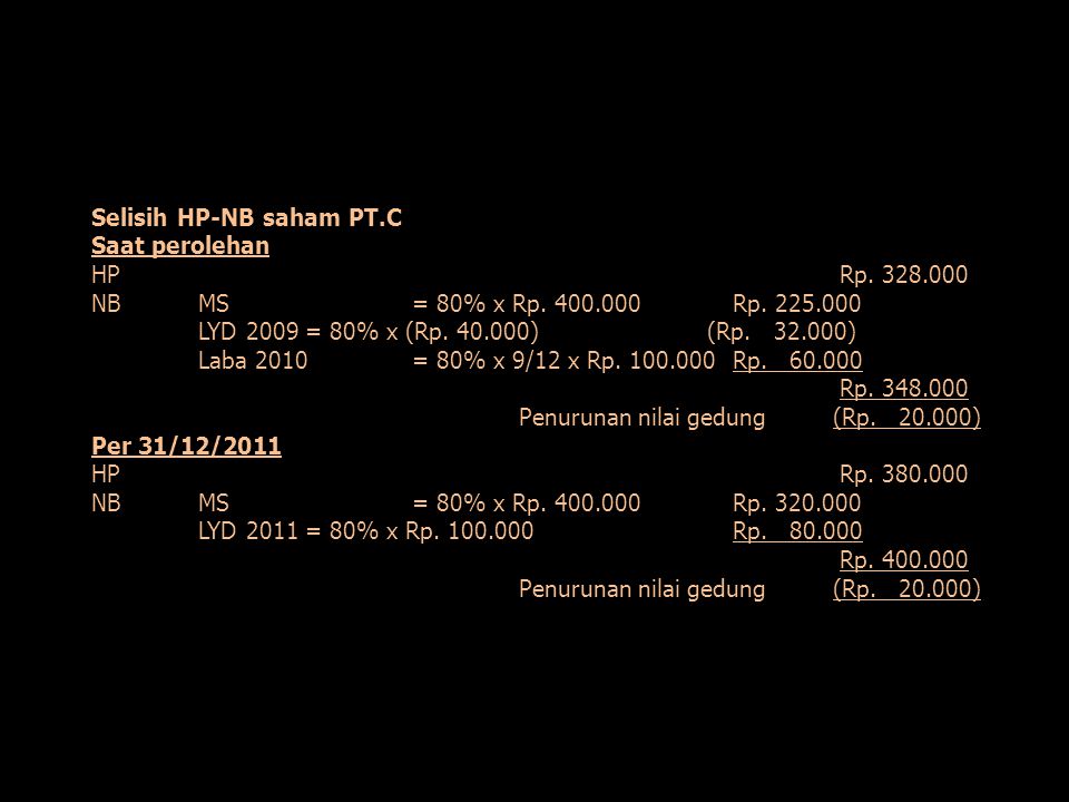 Selisih HP-NB saham PT.C