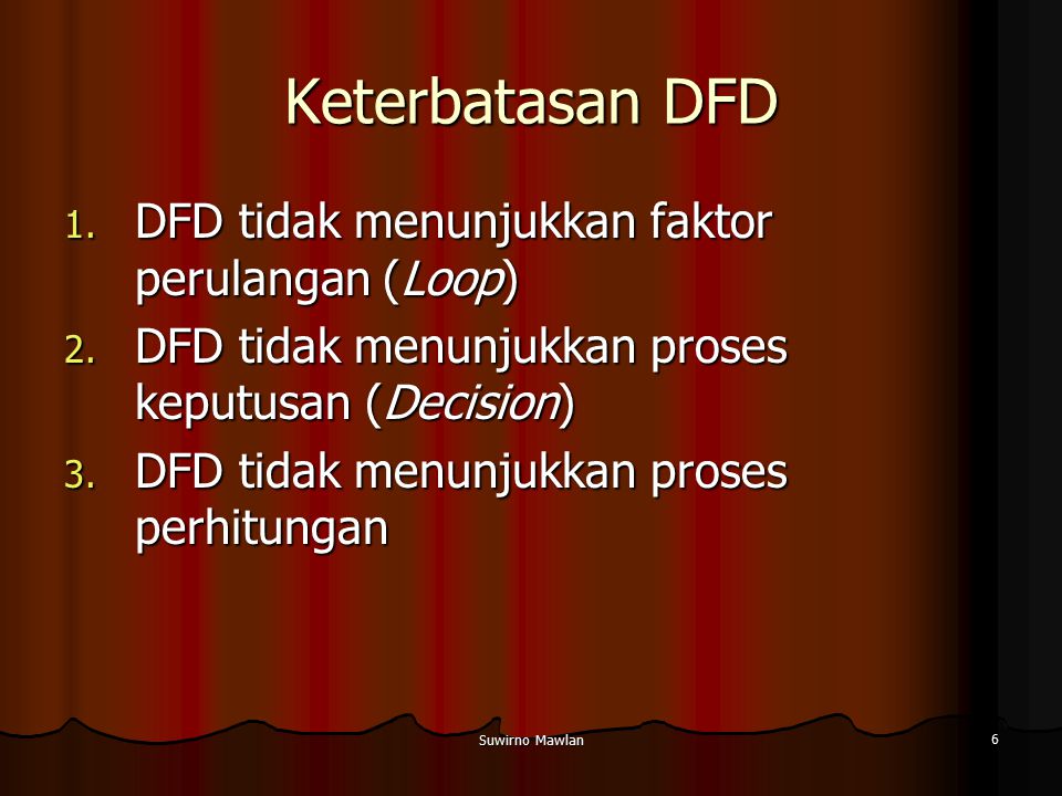 Keterbatasan DFD DFD tidak menunjukkan faktor perulangan (Loop)
