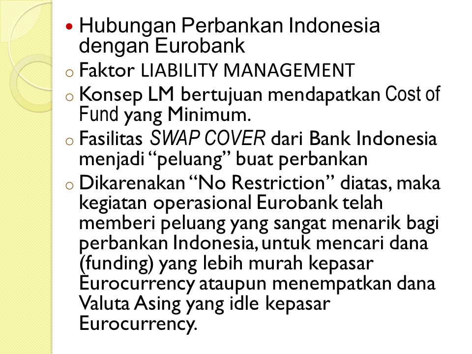 Hubungan Perbankan Indonesia dengan Eurobank