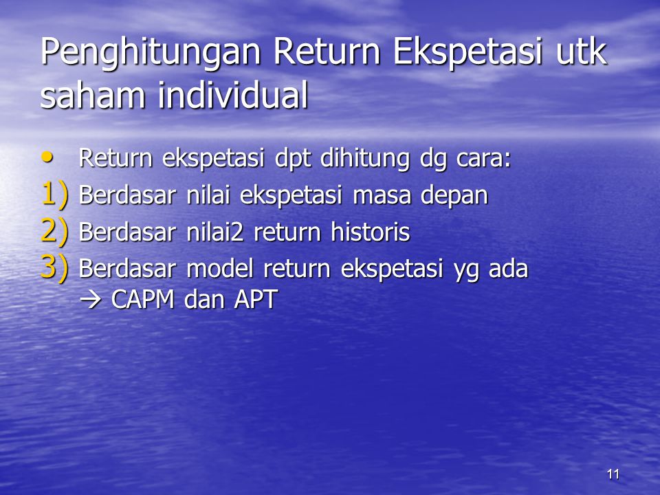 Penghitungan Return Ekspetasi utk saham individual