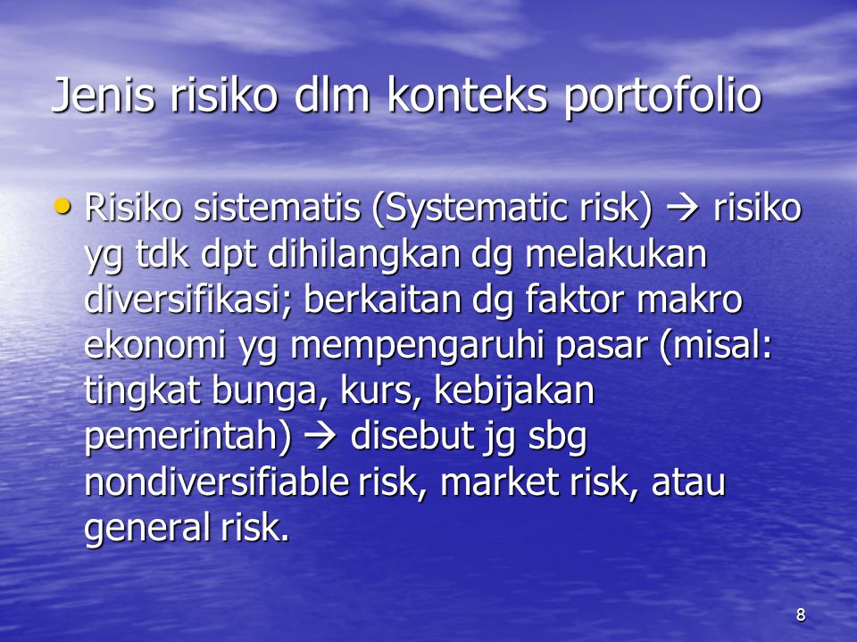 Jenis risiko dlm konteks portofolio