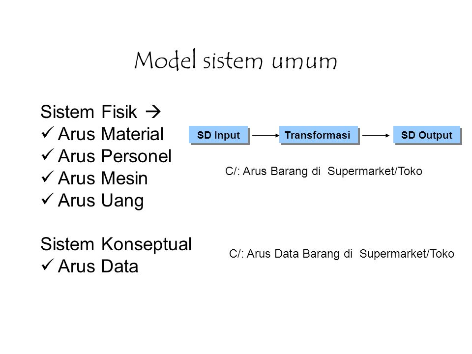 Model sistem umum Sistem Fisik  Arus Material Arus Personel