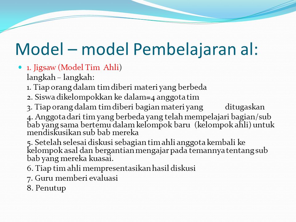 Model – model Pembelajaran al: