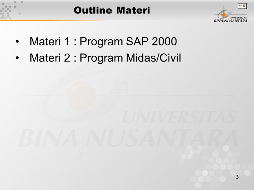 Materi 2 : Program Midas/Civil