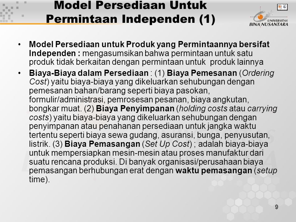 Model Persediaan Untuk Permintaan Independen (1)