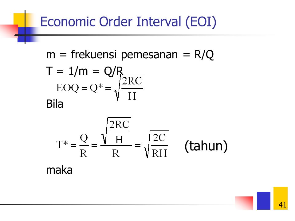 Economic Order Interval (EOI)