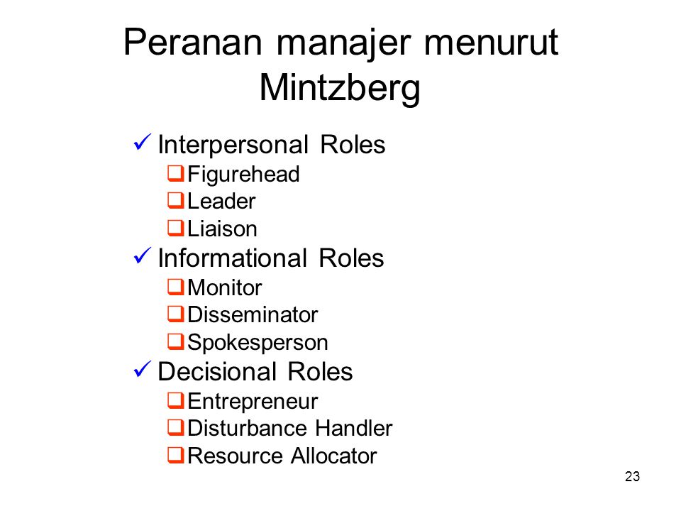 Peranan manajer menurut Mintzberg