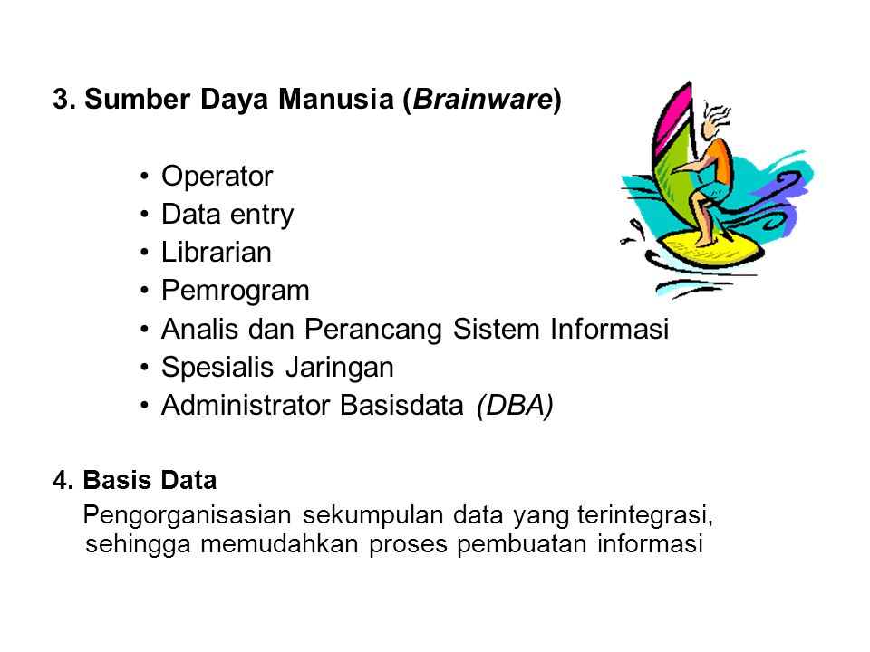3. Sumber Daya Manusia (Brainware) Operator Data entry Librarian