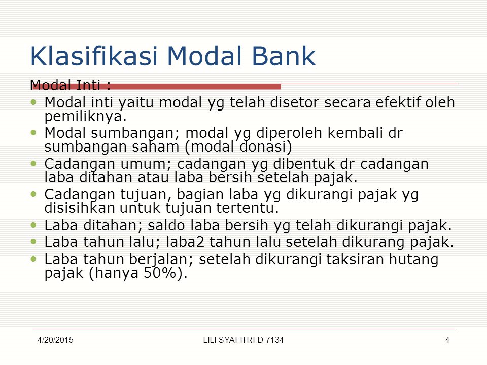 Klasifikasi Modal Bank