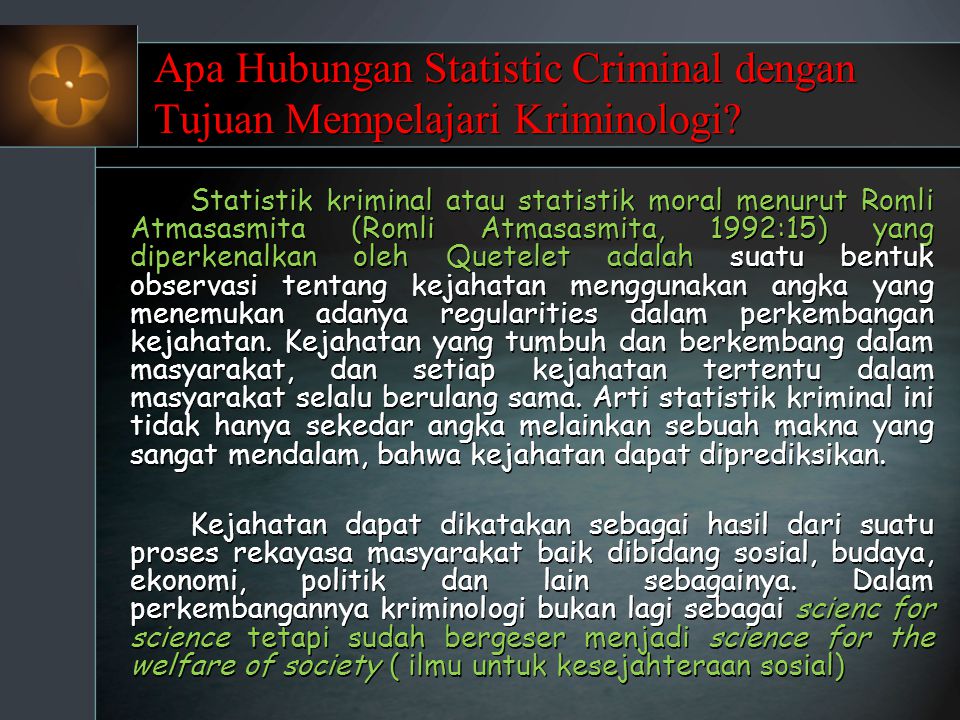 Apa Hubungan Statistic Criminal dengan Tujuan Mempelajari Kriminologi