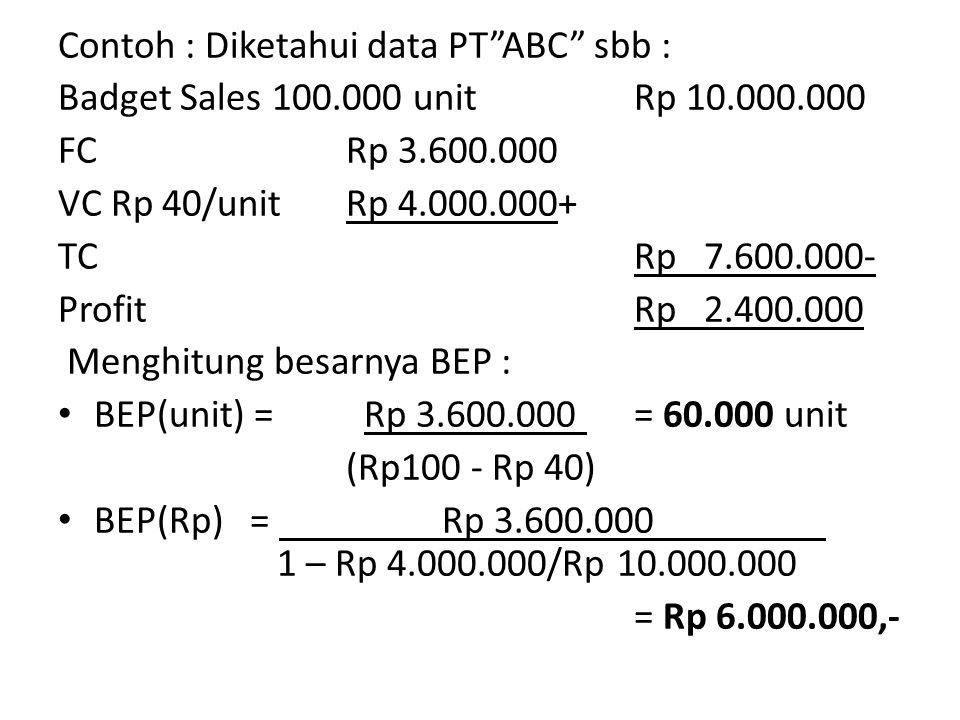 Contoh Menghitung Bep - Riset