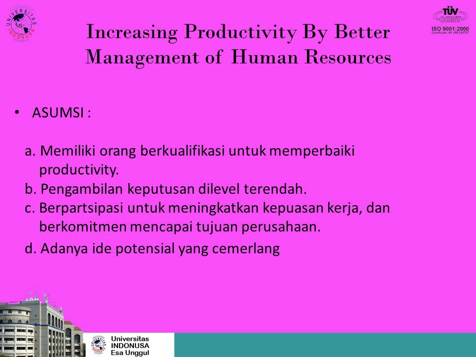 Increasing Productivity By Better Management of Human Resources