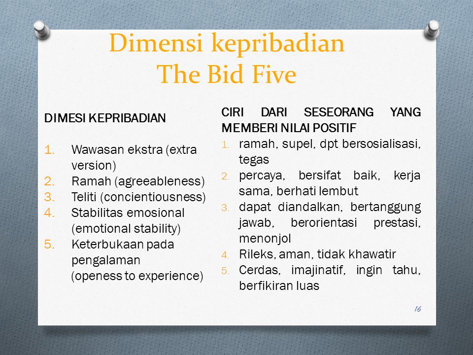 Dimensi kepribadian The Bid Five