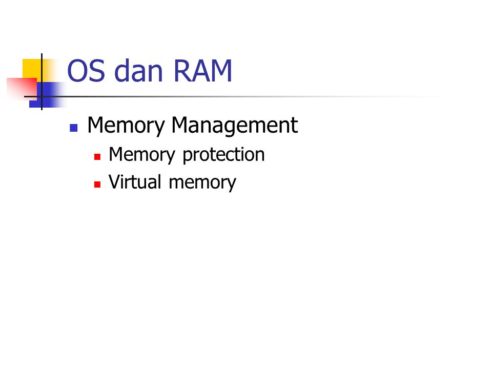 OS dan RAM Memory Management Memory protection Virtual memory