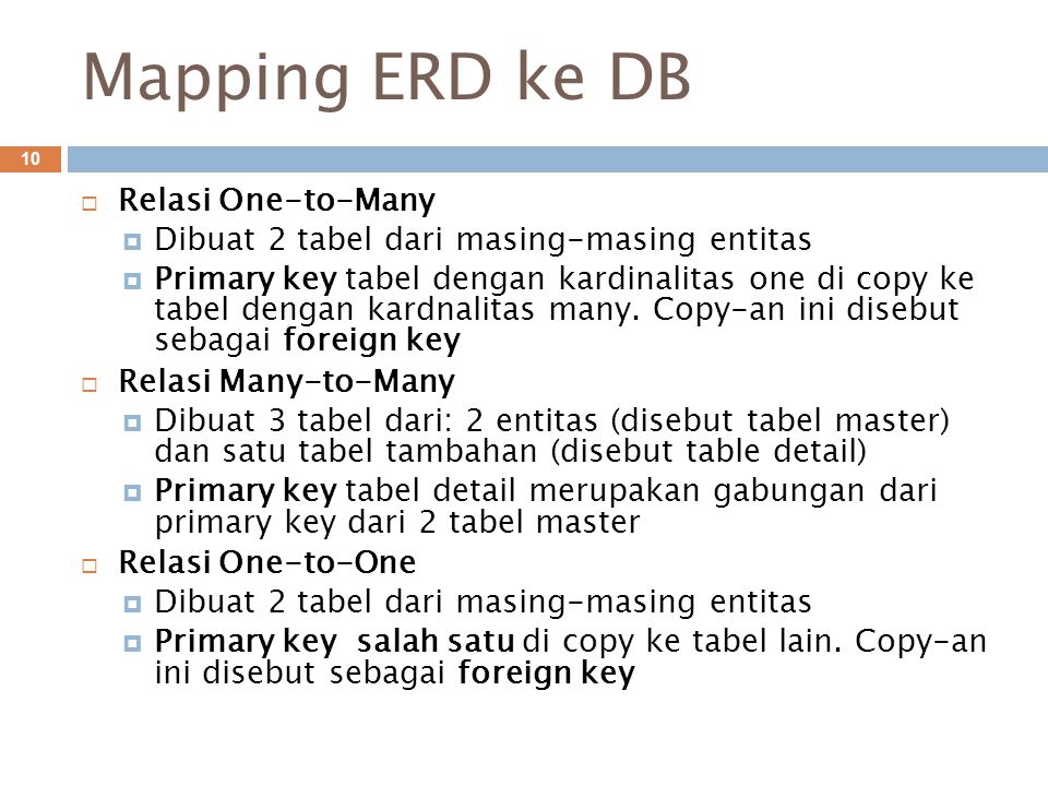 Mapping ERD ke DB Relasi One-to-Many